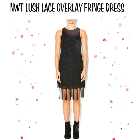 Lush Dresses Nwt Lush Sexy Fringe Sleeveless Lace Overlay Formal — free download